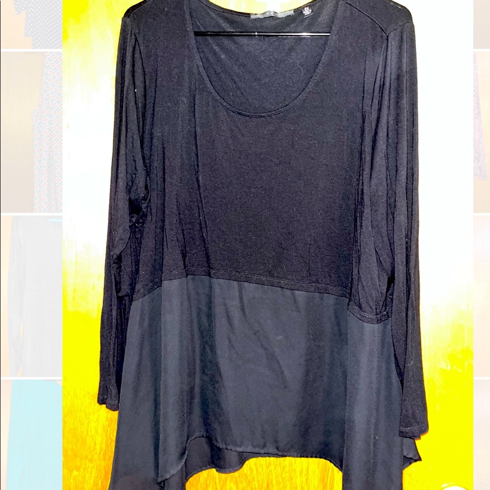 Long Sleeve shirt, cotton/jersey top, satin underlay, Size 2x